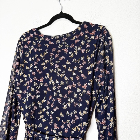 Allison Brittney Floral Print Mesh Tie Waist Long Sleeve Maxi Dress - Picture 7 of 10